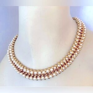 Vintage Richelieu Gold Pearl Choker Necklace